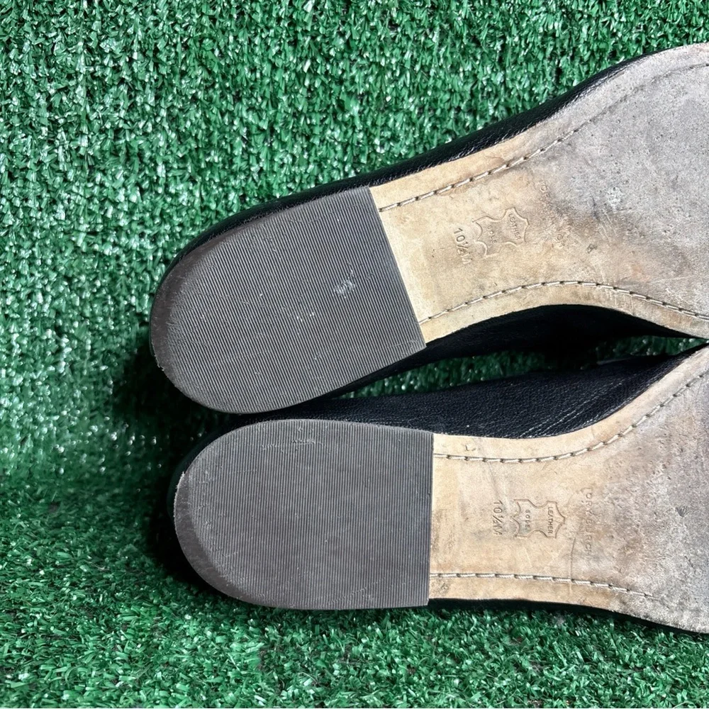 Tory Burch Black Leather Loafers with Gold-Tone Bit 10.5 FITS LIKE 11-11.5